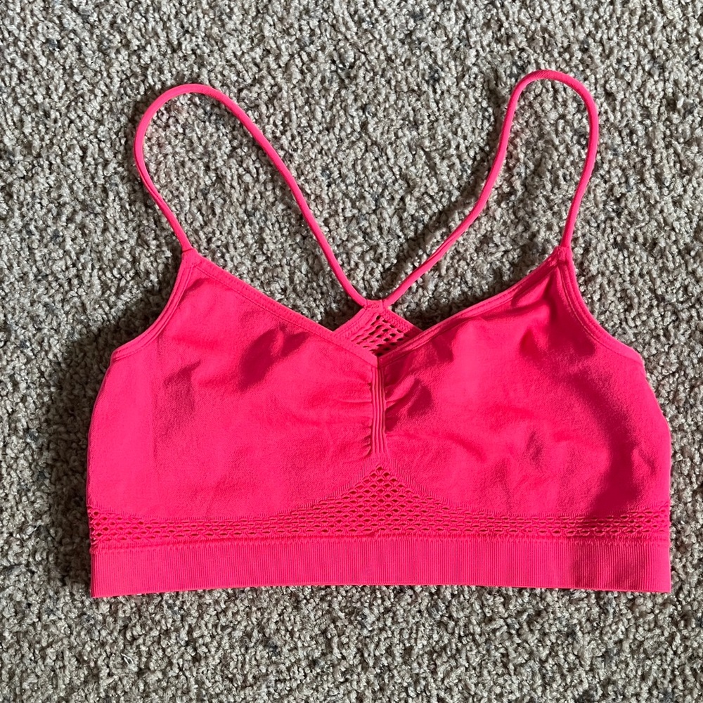 Hot pink bralette with mesh detail